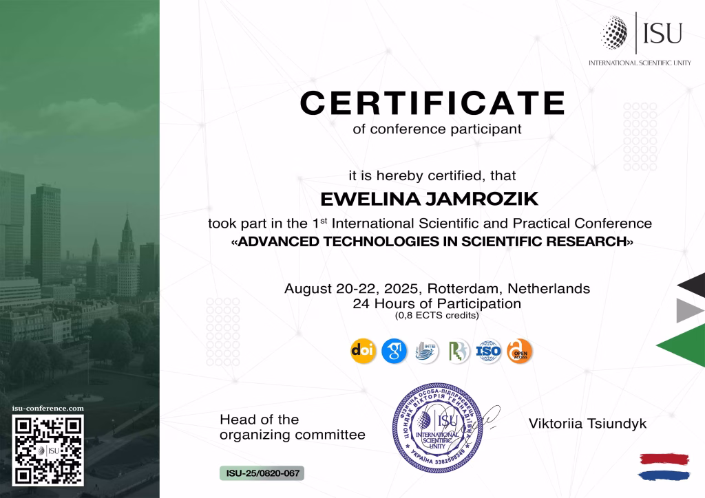 Сертифікат учасника міжнародної наукової конференції